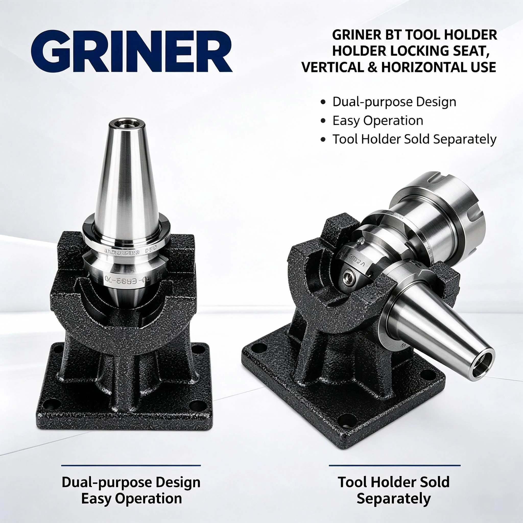 GRINER BT Tool Holder Locking Seat BT30 BT40 Vertical Horizontal Dual‑Use CNC Tool Setting Block For Machining Center Tool Chang