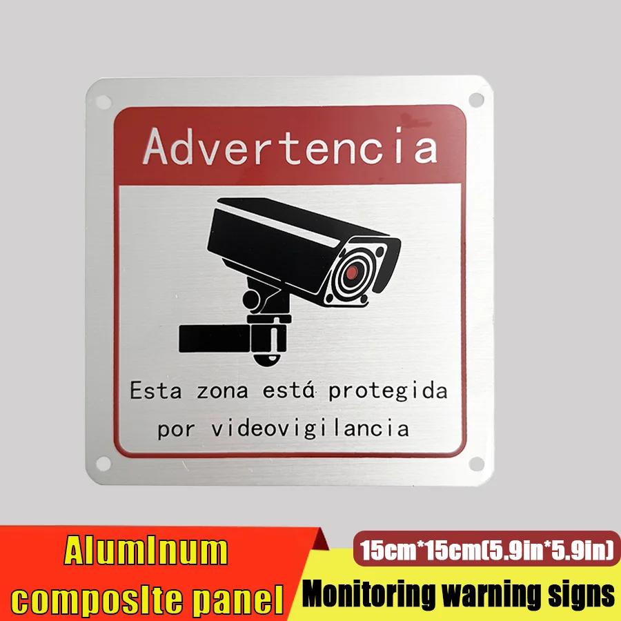 Spanish surveillance warning sign Adventencia Esta zona est á protegidaPor Video Vigilancia self-adhesive board