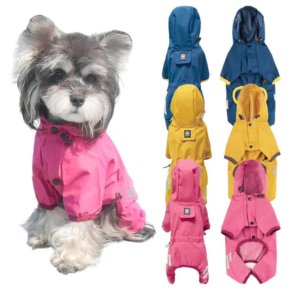 

Reflective Waterproof Dog Raincoat Pet Clothes for Small and Medium Dogs Hooded Jumpsuit Outdoor Puppy Rain Coat