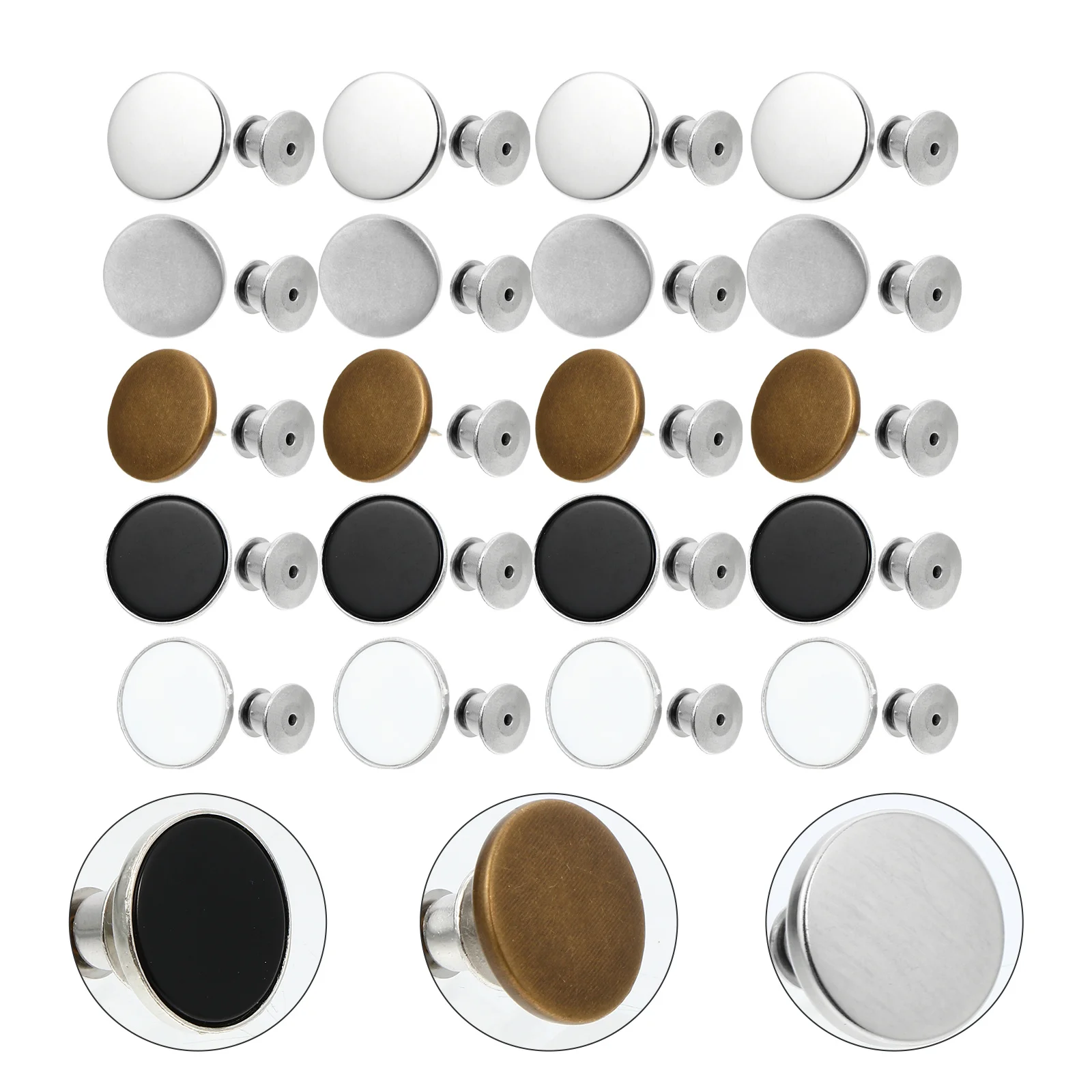 

20Pcs Adjustable Metal Button Instant Snap Button for Jeans Pants Skirt Collar Universal Removable Waist Buckle Alloy Detachable