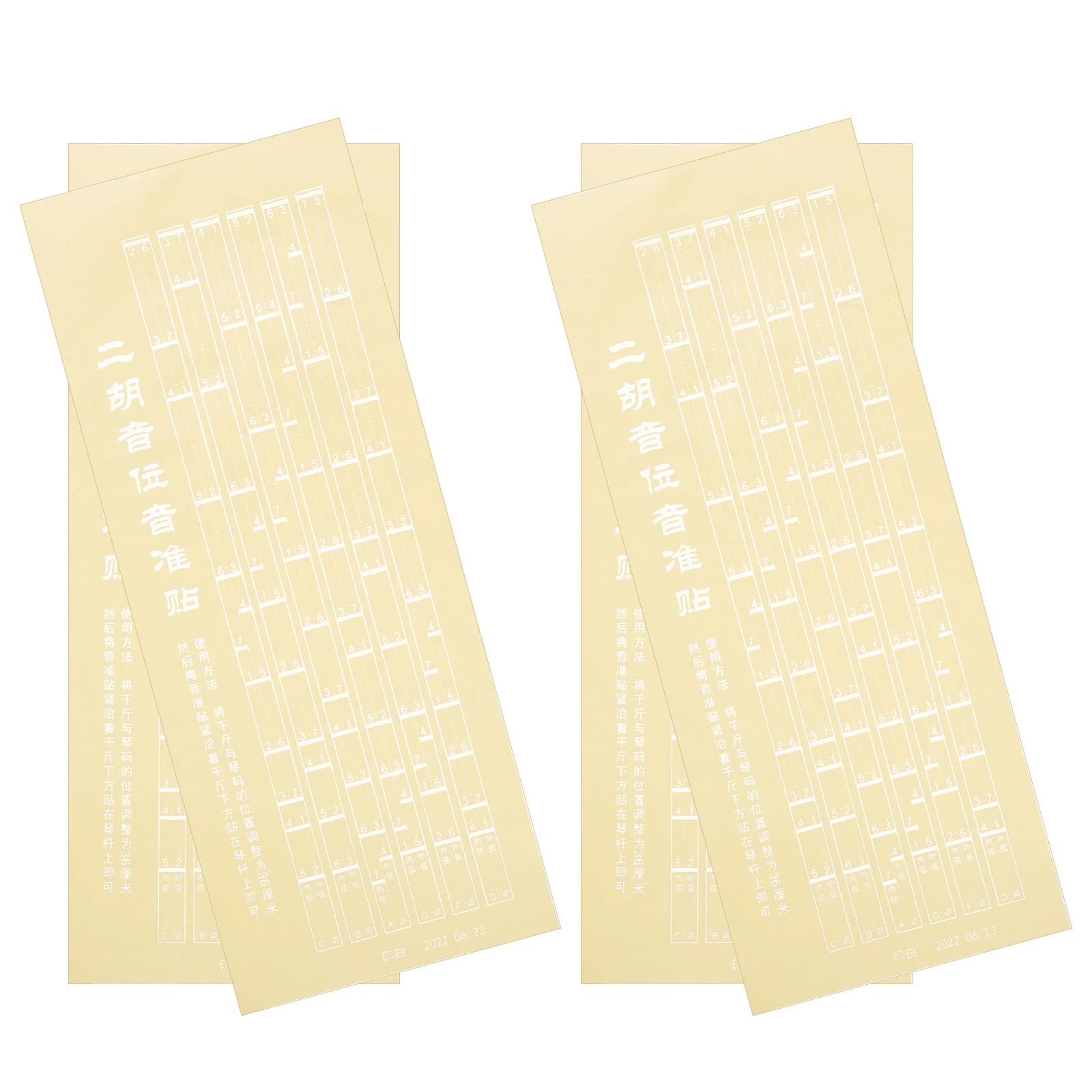 

4pcs 4 Sheets Erhu Fingering Stickers Portable Lightweight Adhesive Scale Stickers for Outdoor Practice Easy Peel No Residue