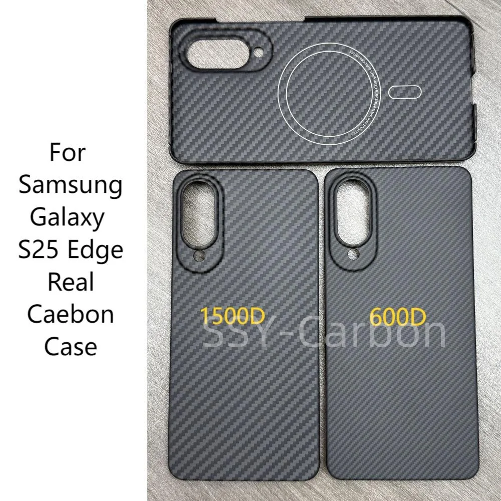 

Чехол Magsafe из настоящего углерода для Samsung Galaxy S25, кевларовый чехол с краями, роскошный ультратонкий чехол из углеродного волокна 600D 1500D