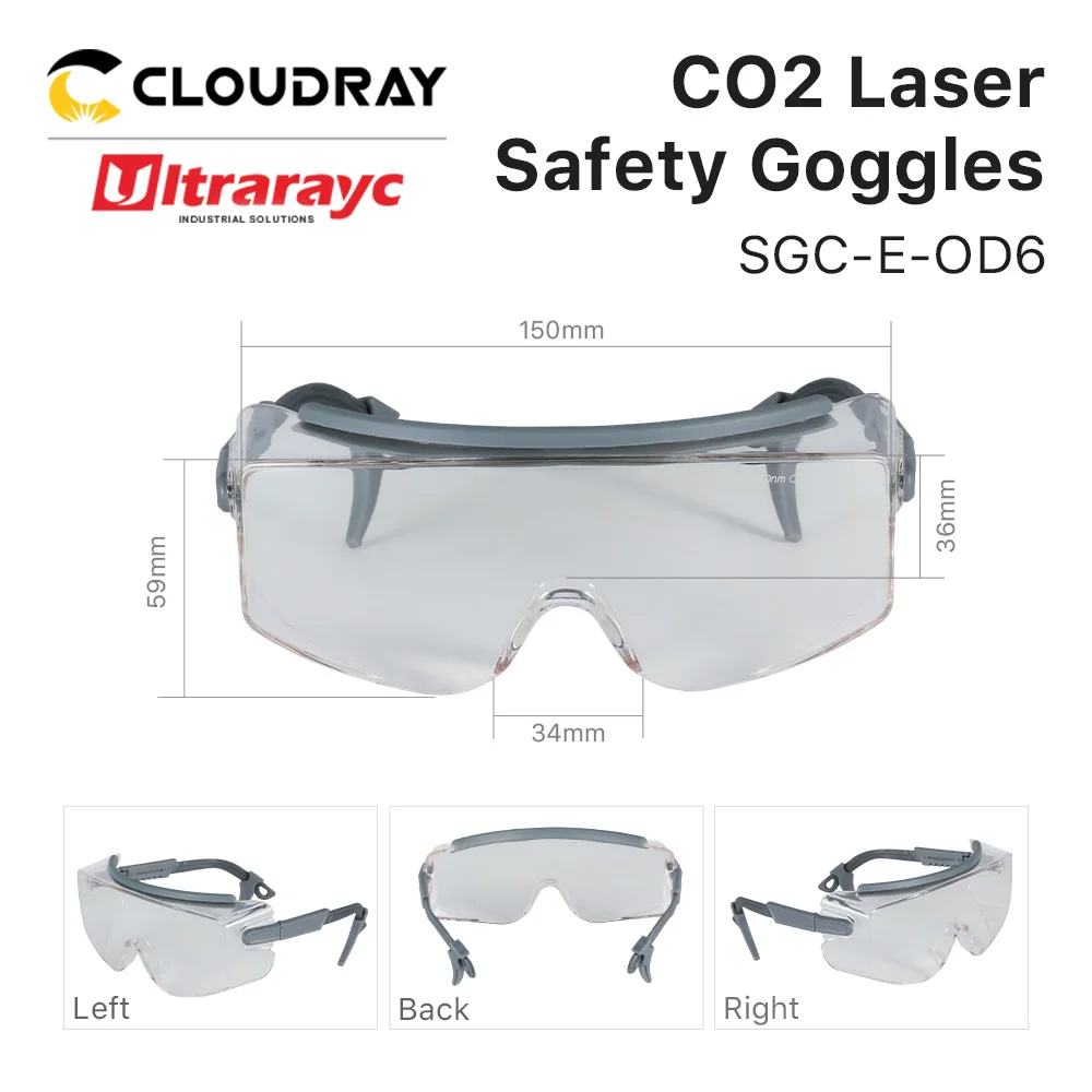 Ultrarayc 10.6um CO2 Laser Safety Goggles OD6+ Transparent Protective Glasses Shield Protection Eyewear for Co2 Laser Machine