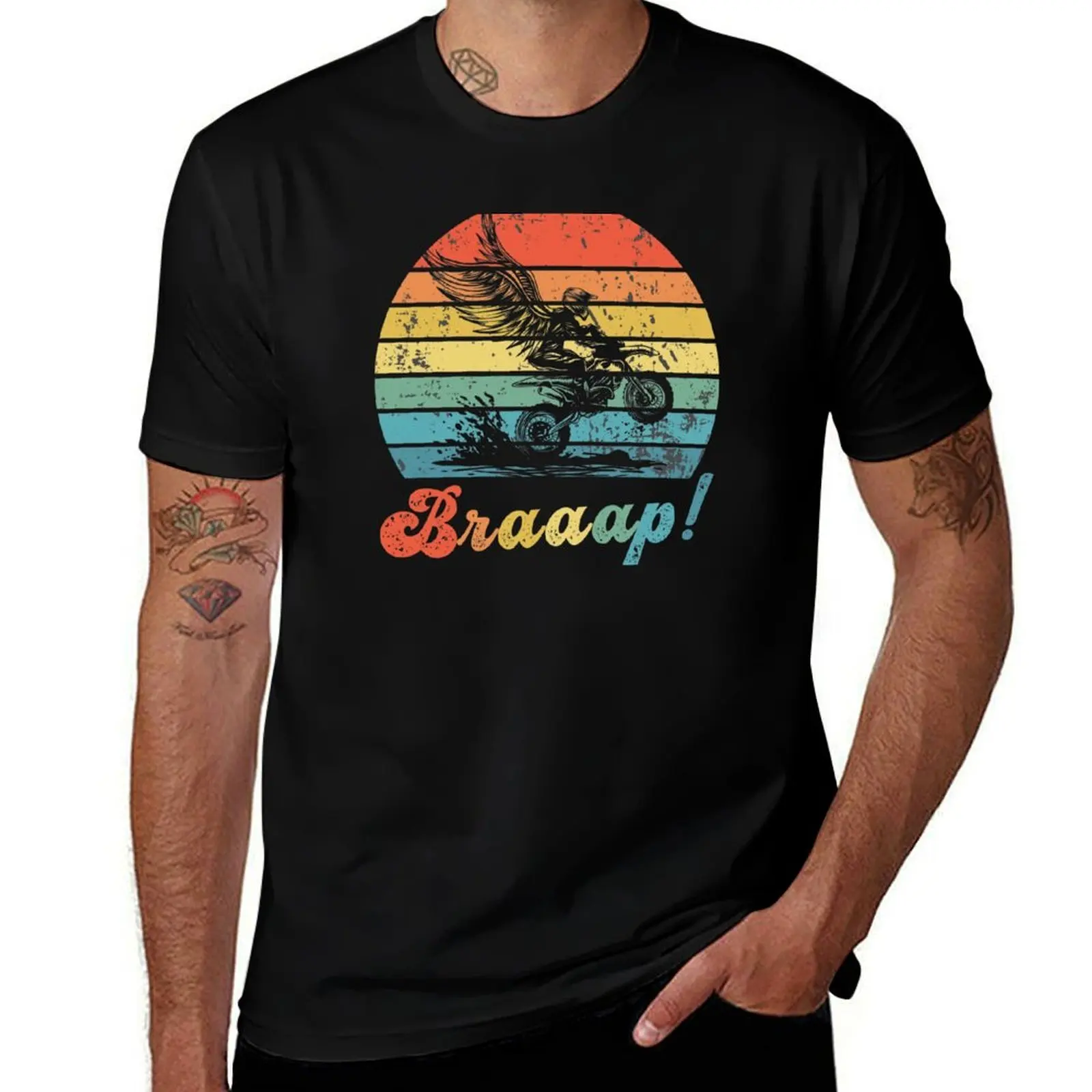 

Braaap Dirt Bike Motorcross Retro Design T-Shirt man t shirt cotton t shirts for man cotton funny T-Shirt
