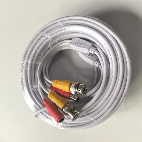 Imagen 1 del producto Cable de extensión de vídeo BNC + CC 2 en 1, Cable BNC de 5M/10M/20M/30M, Color blanco para cámara CCTV AHD, sistemas DVR de seguridad