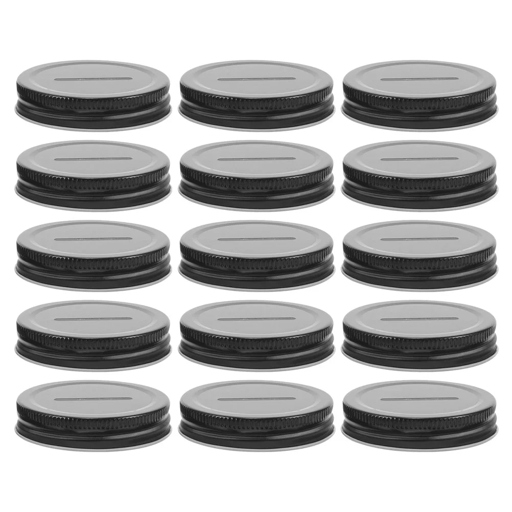 15 Pcs Piggy Bank Lid Mason Jar Caps Coin Slot Jars Lids Wide Mouth Glass Money