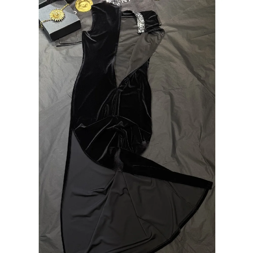 Abito da sera da donna invernale 2025, velluto, perline, corsetto, abito lungo, abbigliamento Y2K, nuova moda, alta qualità, abito da festa bea