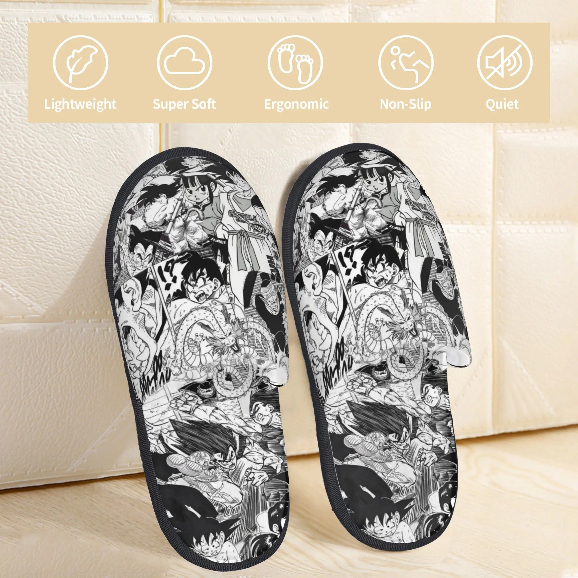 Pantuflas Personalizadas de Espuma Viscoelástica con Diseño de Dragon Ball Z Goku para Mujer, Zapatillas de Casa de Dibujos Animados