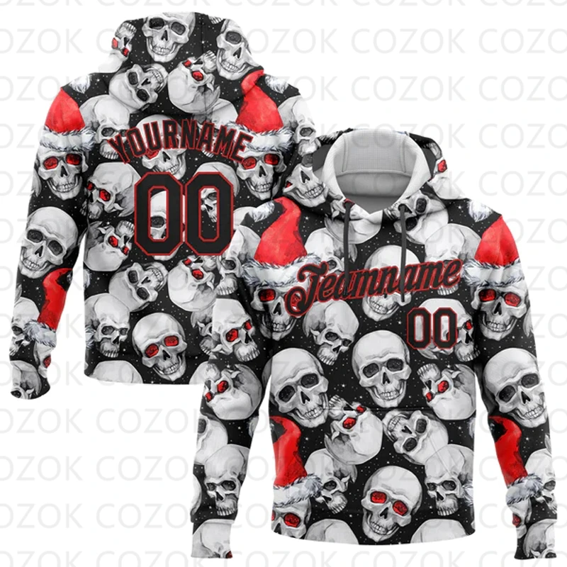 

Customized Hoodie Christmas Skull pattern Color Jersey 3D Printed Unisex Pullovers Hoodie Casual Sweatshirts