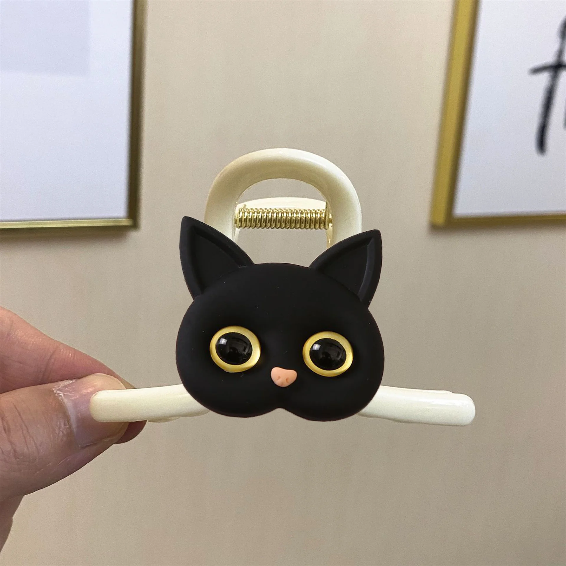 女性のためのかわいい猫のエレガントな髪の爪,女性のためのヴィンテージのクリップ,気質の光の装飾,ファッションアクセサリー,新しい2024