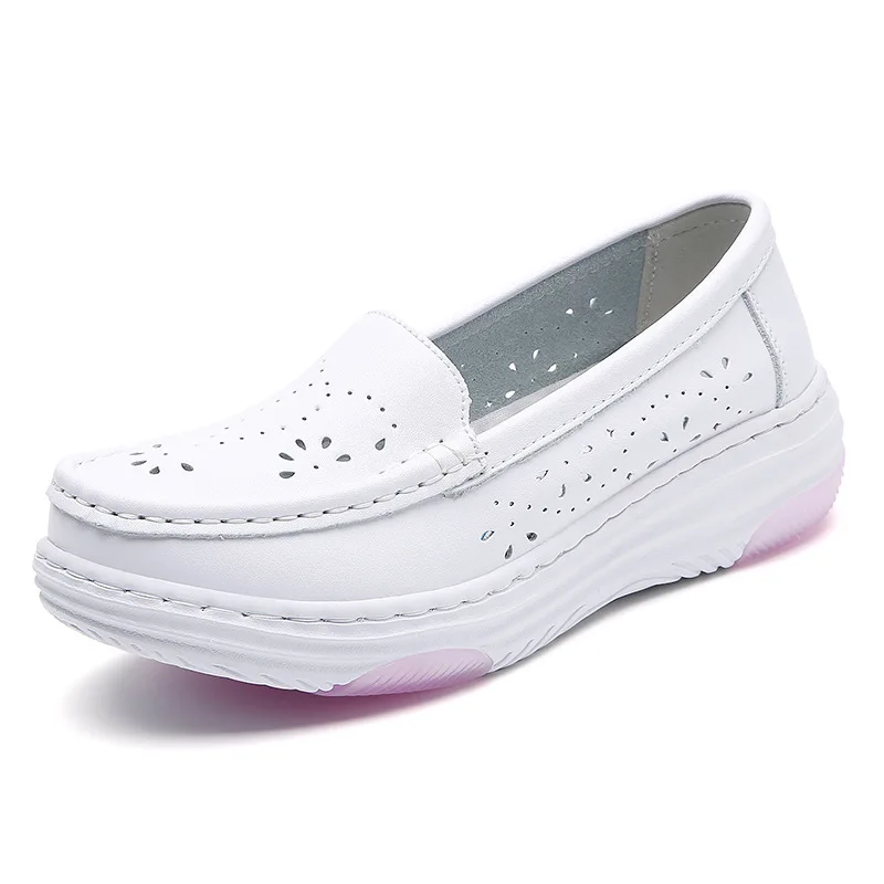 Women Walking Shoes Sneakers Comfortable Breathable Nurse White Slip-On Shoes Lightweight Female Platform Flats Footwear Casual