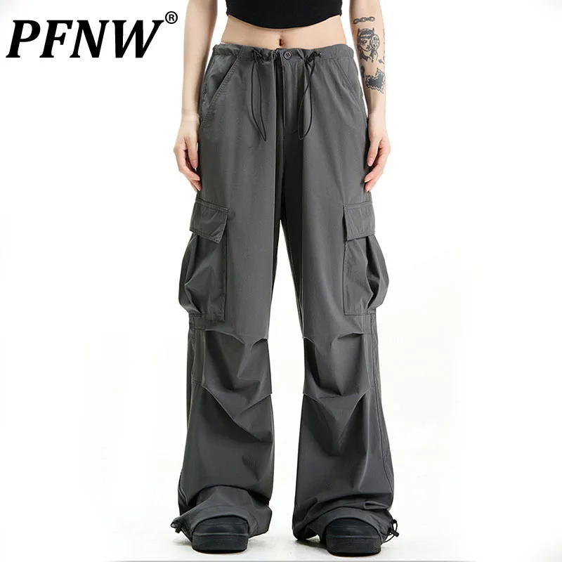 

PFNW 2024 New Stylish Men's Cargo Pants American Retro Quick-dry Loose Straight Wide Leg Casual Male Autumn Trousers 28W3881