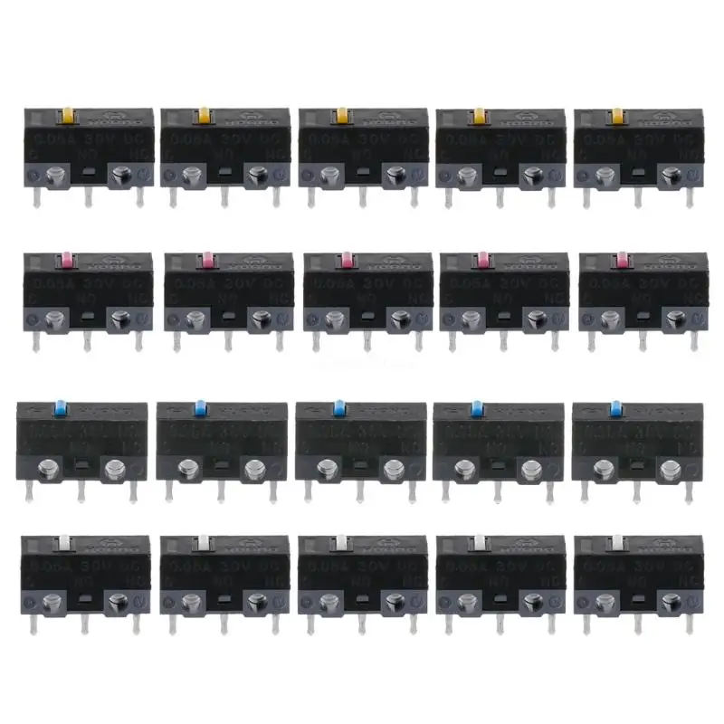 Mouse Micro Switch 100% for HUANOs Mouse Button White Blue Pink Yellow Dot Silver Alloy Contacts 10Million Clicks 5PCS/Set