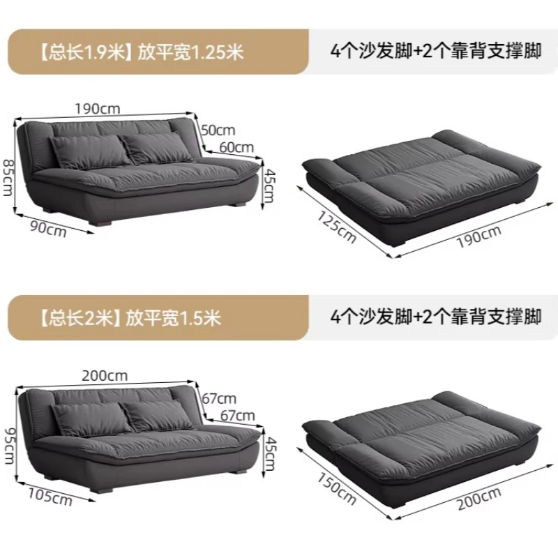 Boat Shape Fabric Sofa Bed Foldable Convertible Comfortable Sleeper Small Space Living Room Relax Single Double Home Furniture