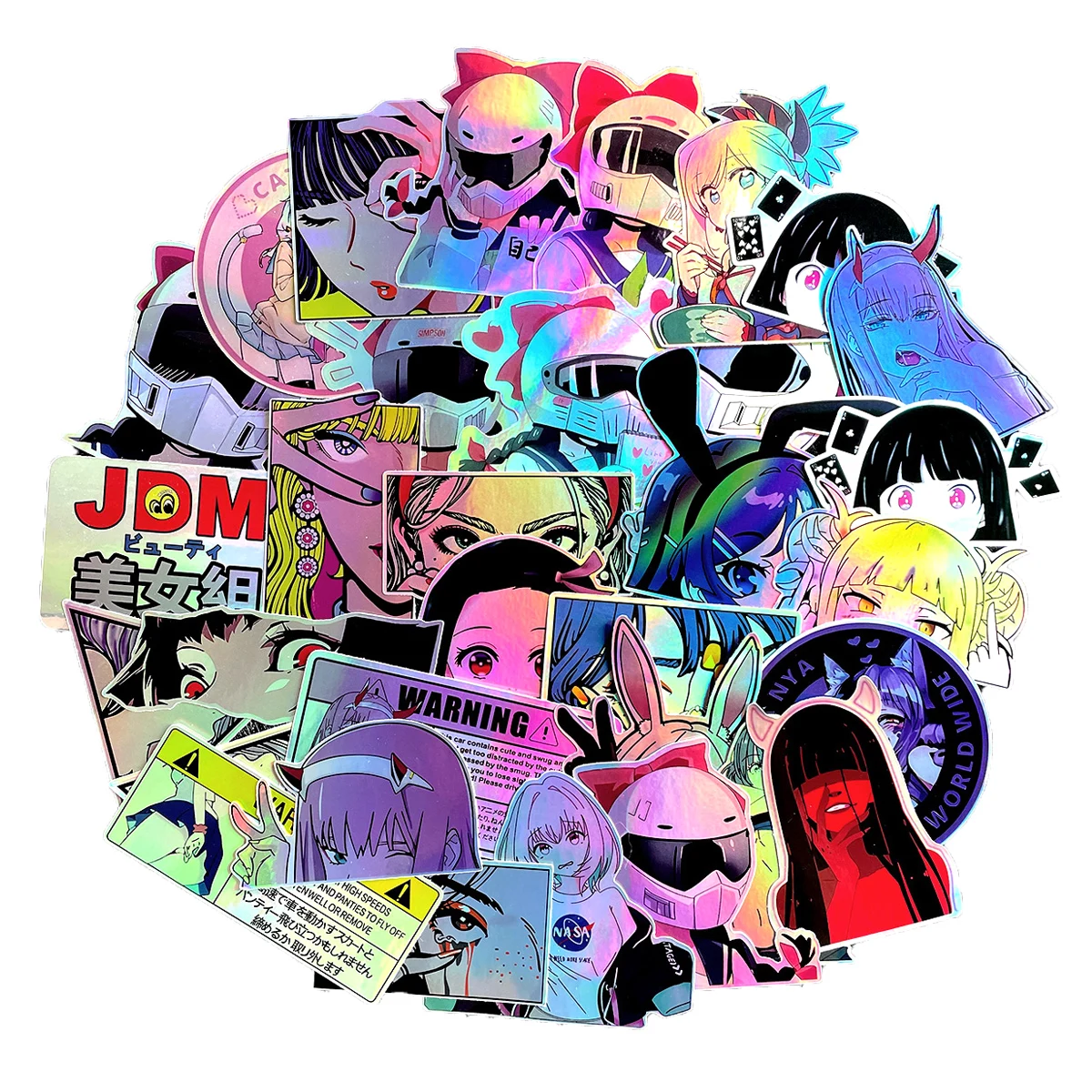 AliExpress 32PCS Laser Anime Beauty Stickers Aesthetic Graffiti Decals for Motorcycle Car Bike Helmet JDM Logo Accessories DIY Sticker Pack