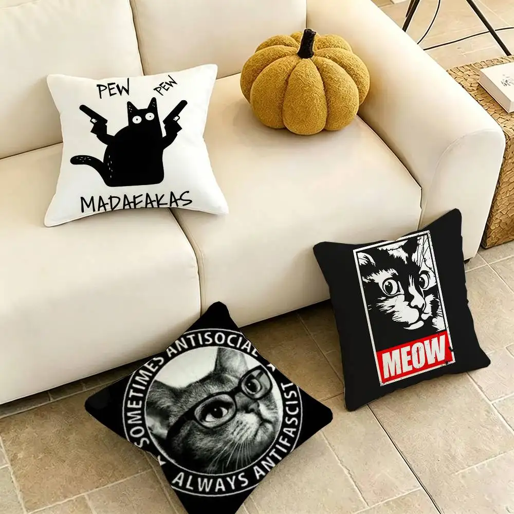 

Cute A-Antifa Kittens Square Double-Sided printed Pillow Case Bedroom Bedside Pillow Sofa Cushion Cover Gift