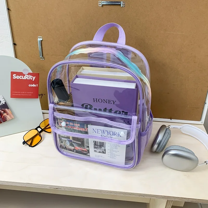 Small Clear Backpack Transparent PVC Backpack Summer Waterproof Beach Cell Phone Bag for Travel School Storage Backbags