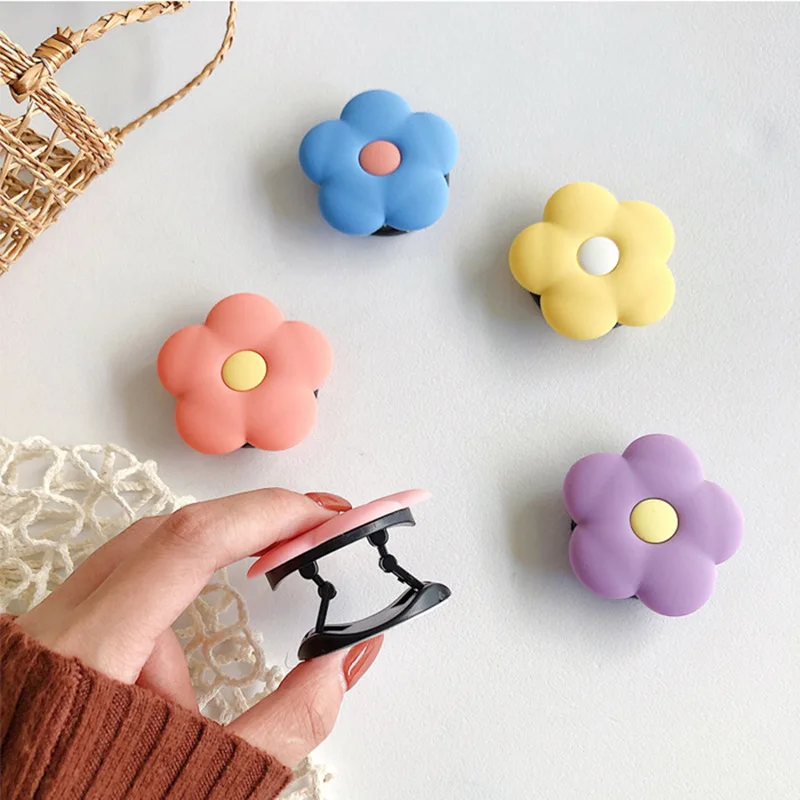 귀여운 꽃 접이식 휴대폰 거치대, 핸드폰 케이스 스탠드, 핑거 링 그립 톡, 확장 브래킷, 테이블용 모바일 지지대 마운트, 3D