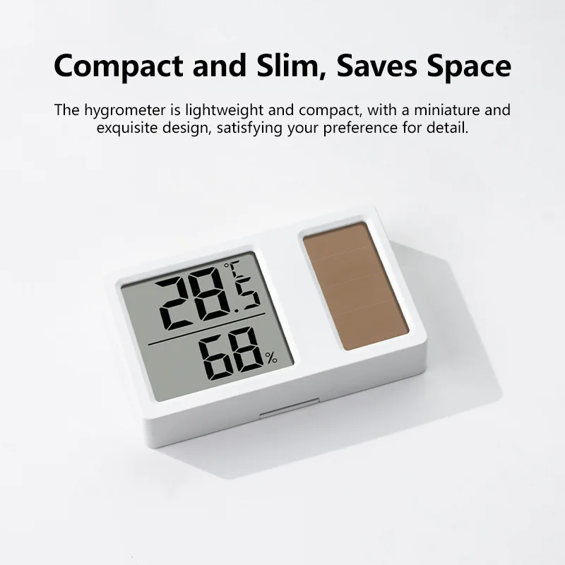Solar power Temperature Humidity Meter Mini Portable Humidity Digital Electronic Temperature Detection Meter for Bedroom New