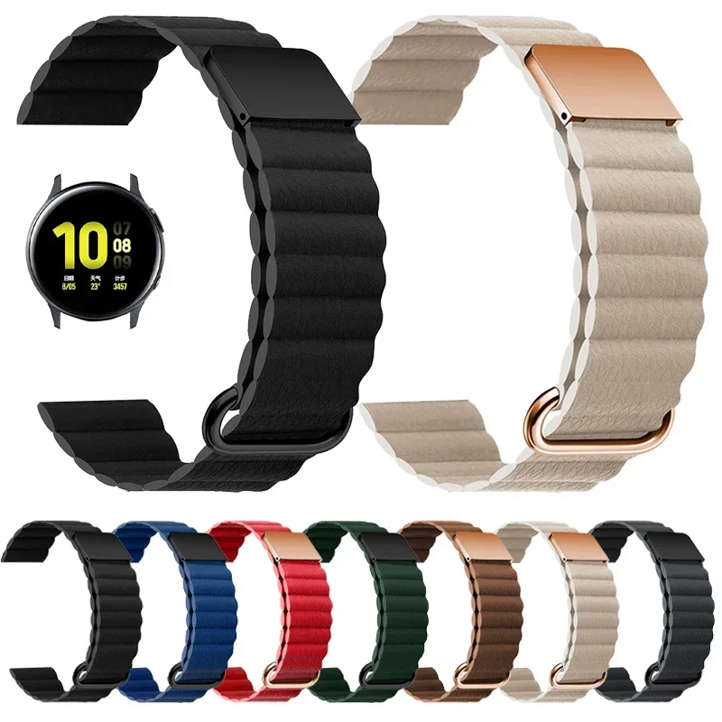 

20mm 22mm Metal Magnetic Strap Leather Band for Samsung Galaxy Watch Bands 4 3 41mm 45mm for Galaxy 42mm 46mm Active 2 Bracelet