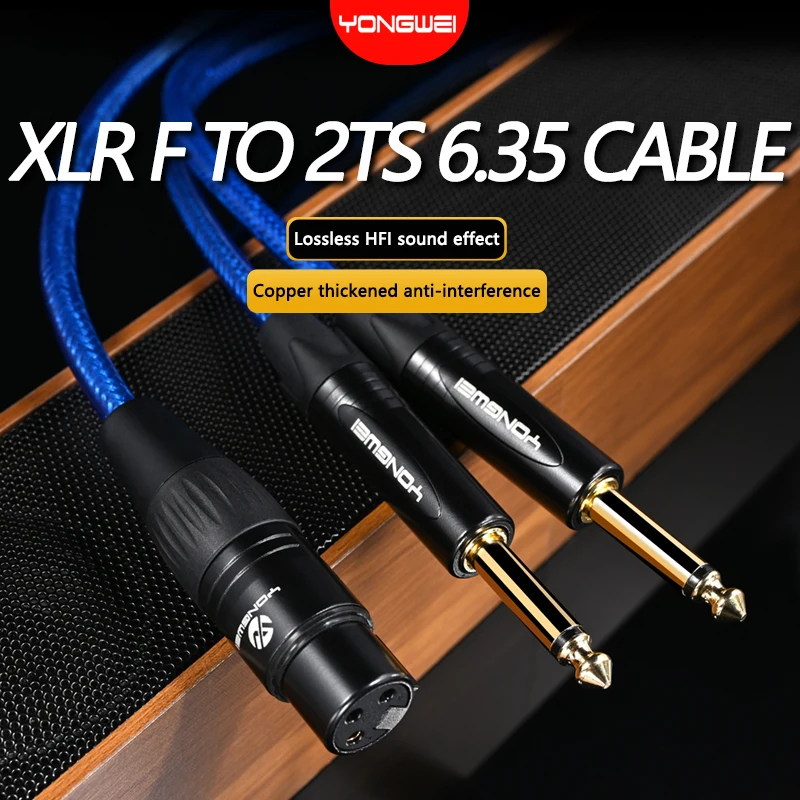 YONGWEI AUX Microphone XLR to 6.5 Female Audio Cable For Microphone Mixer Sound Card Speaker Mic Mixer 6.5 Jack to Male XLR Cord