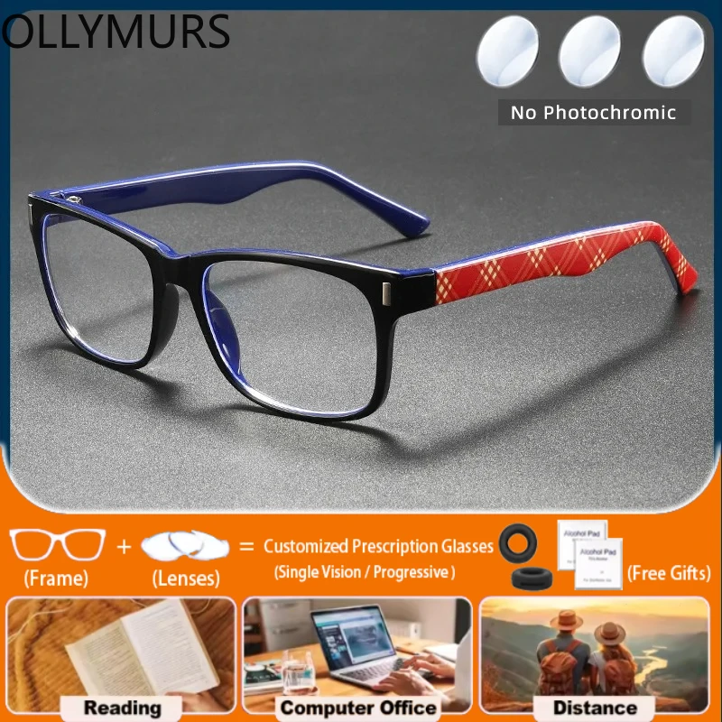 

Очки для чтения Ollymurs (M) RetroBlue Light FilterProgressive с прямоугольной оправой, фотохромные, с диоптриями, женские, оптические