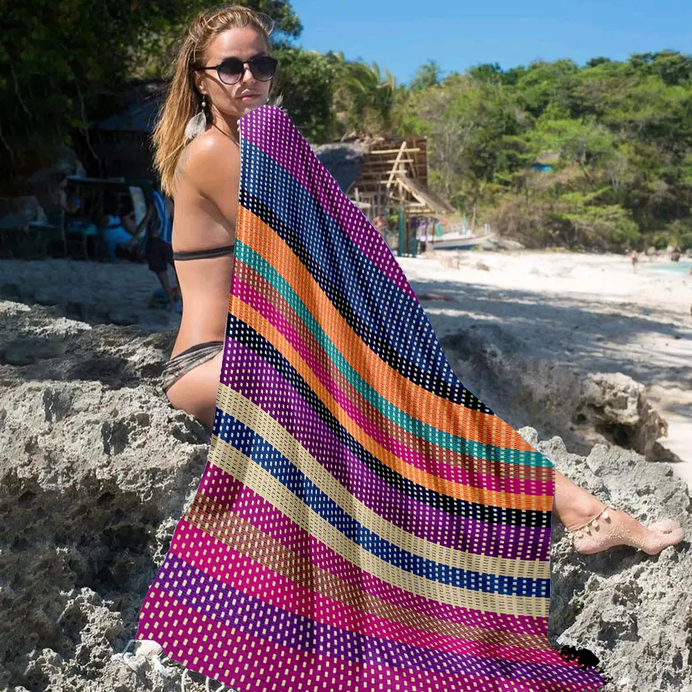colorful woven stripe Beach Towels Ultra Lightweight Quick Drying Super Absorbent Summer Essential Fast-Drying Towel for Beach