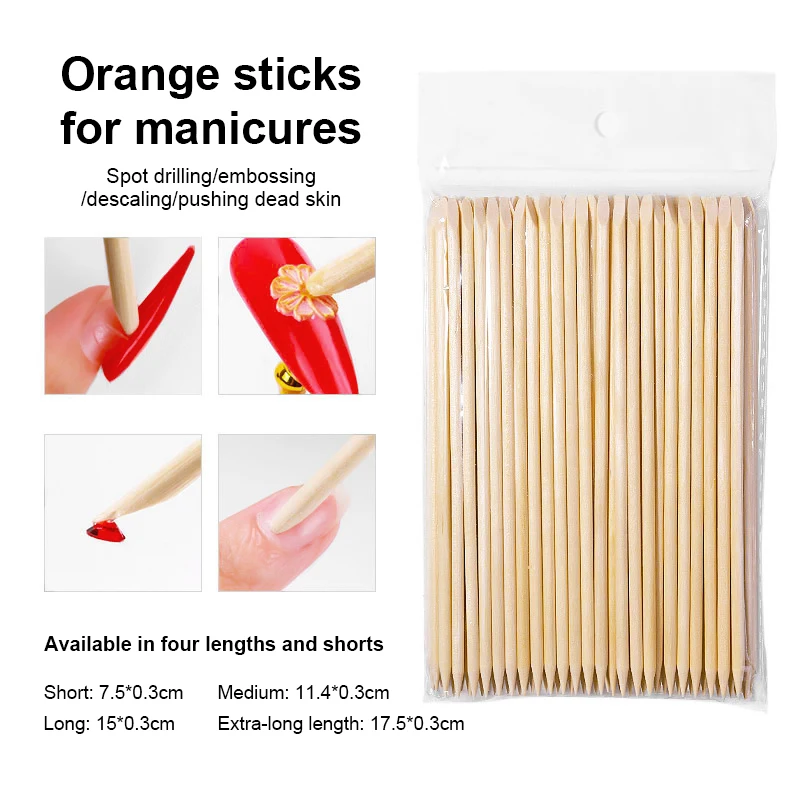 30/100Pcs Nägel Häutchen Pusher Orange Holz Sticks Für Nail art Pediküre Häutchen Entfernen Gel Polnisch Zeichnung Stick maniküre Werkzeuge