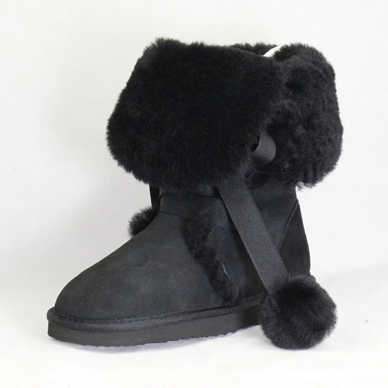 Hot Sale Women Boots 100% Real Sheepskin Leather High Snow Boots Warm Natural Fur Winter Boots Fashion Women\'s Long Boots Shoes