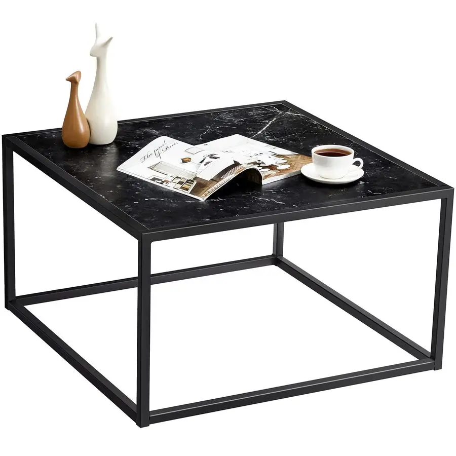 

Black Coffee Table Small Square Coffee Table Simple Modern Center Table for Living Room Home Office 27.6 27.6 15.7Inch Easy Asse