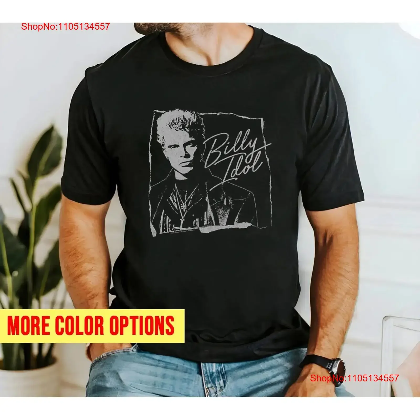 Billy Idol Torn and Cursive  T Shirt A14232 vintage Washed graphic Top For Everyday Wear Soft Stretched Casual homme fashion