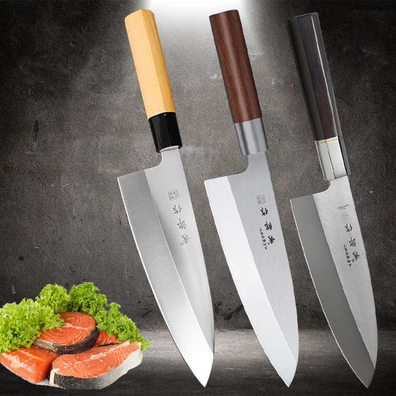 Japoński Sashimi Fish Kinfe szef kuchni Yanagiba surowy krajalnica do łososia Deba Sushi profesjonalny tasak Kiritsuke Nakiri