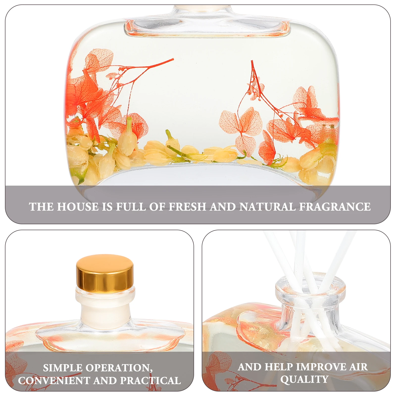 

1 Set Rattan Stick Fragrance Diffuser Aroma Oil Dried Flower Home Air Freshener Essential Oil Diffuser Set Bedroom Bathroom Gift