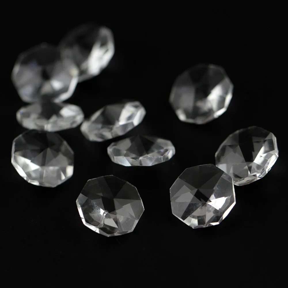 

100pcs/1000pcs/2000pcs Clear 14mm No Holes Glass Octagon Prism Beads For Crystal Chandelier Parts For Garlands