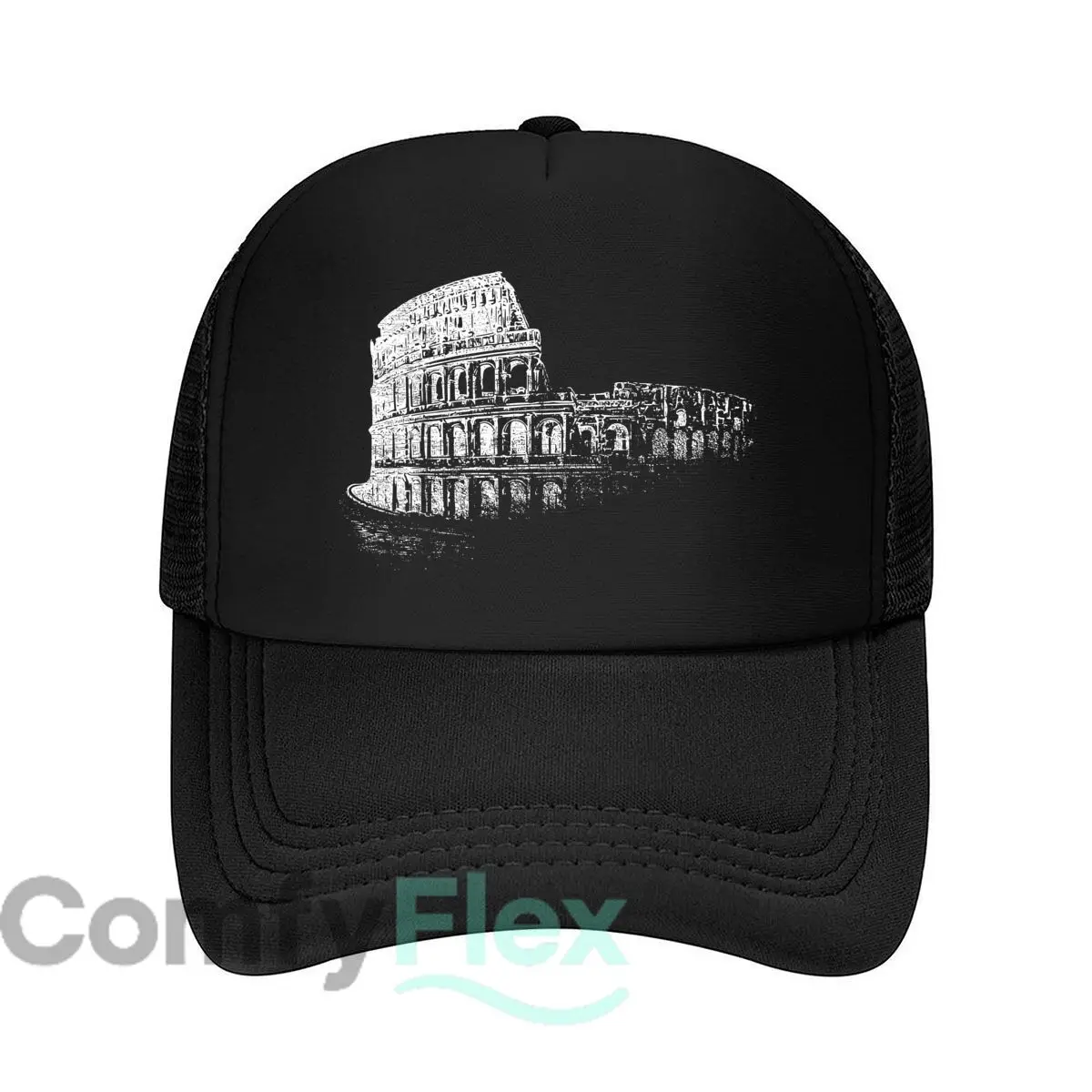 Roman Colosseum Silhouette Fashion Mesh Baseball Cap Breathable Casual  Hats Outdoor For Men's And Women's