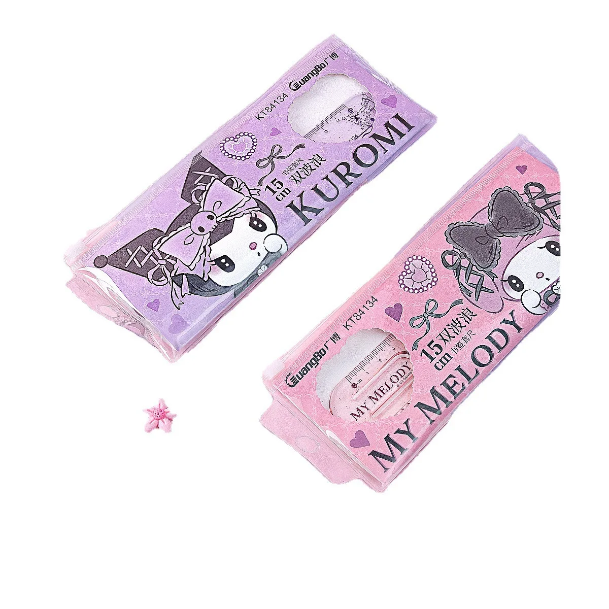 

Милая линейка Miniso Kuromi Sanrio, 15 см, канцелярская линейка для учеников, ручная линейка для рисования, набор из четырех частей