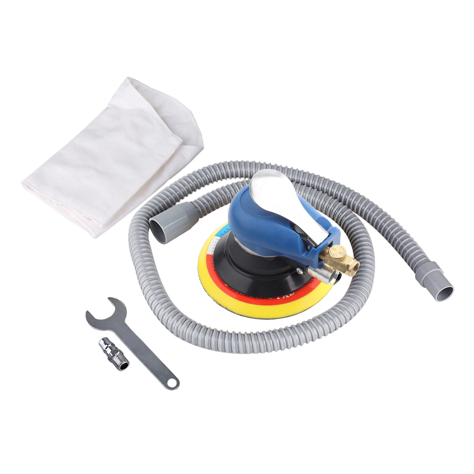 Air Random Orbital Palm Sander for 6inch 150mm Pad Pneumatic Tool with Dust Collection Hose Air Sander Polisher Sanding Tool