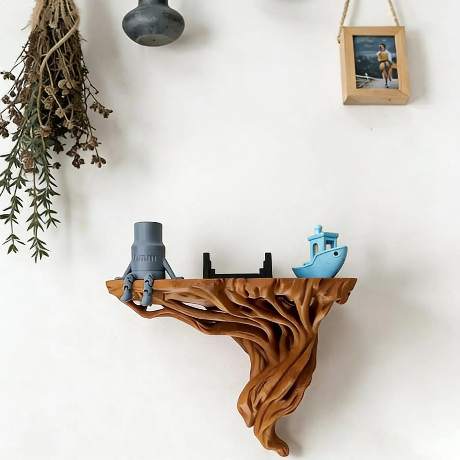 Tree Root Shaped Wall Rack Bohemian Style Wall Vintage Plant Display Stand Natural Art Wall Decoration for Home office wall