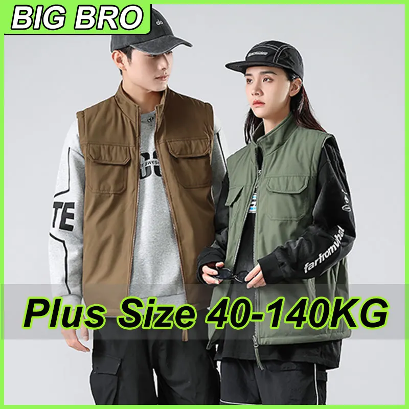 

Men's Plus Size Vest Outdoor Tactical Sleeveless Waistcoat Multiple Pockets Male Fishing Vest Double-side Coats 40-140KG Clothes