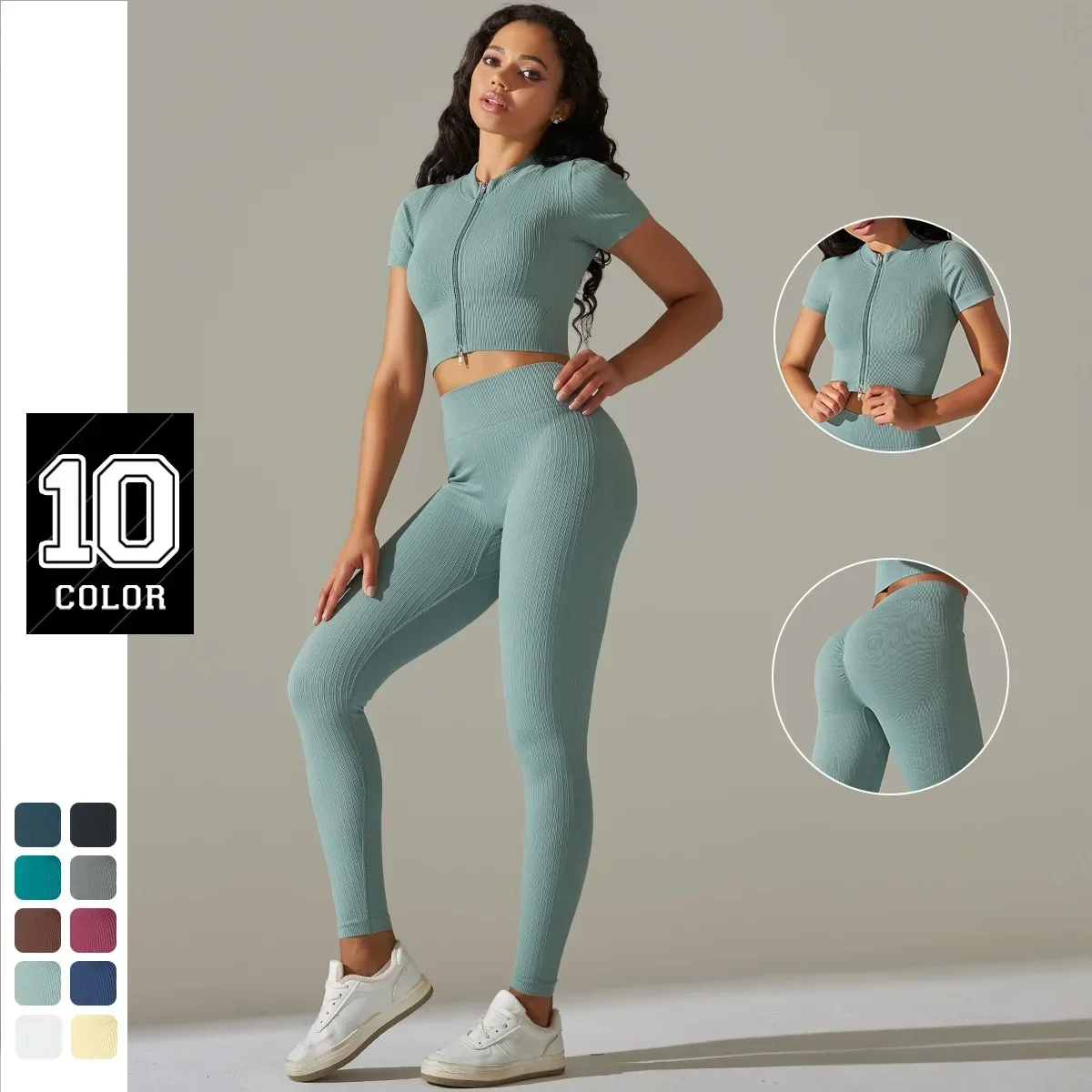 

Yoga Outfit Sporty Woman Gym Push Up Fitness Leggings Set Workout Clothing Tracksuit Women Pants Sports Suits Training Set