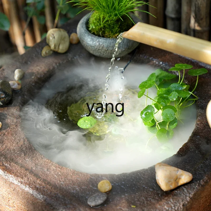 LTT， Chinese outdoor running water ornament courtyard fish pond landscaping living room tea room water feature decoration