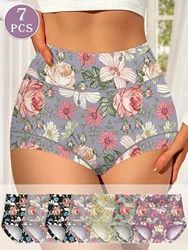 7-Pack Polyester Knit Fabric MIOTAN Elegant High-Waisted Briefs for Women, Comfort Fit, Waistband, Shaping Design, Solid Color