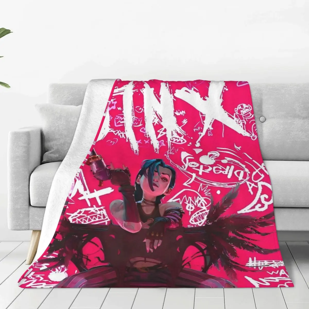 Cozy Arcane Anime Jinx Blanket Accessories Sofa Decorative Blanket Throw Super Warm Fleece for Couch