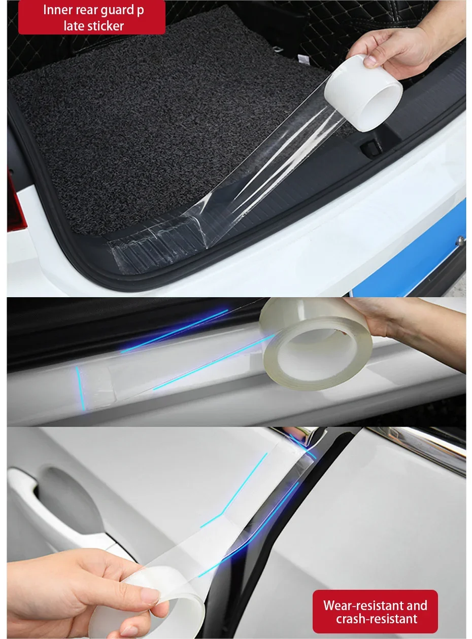 Autotürschwellen-Schutzfolie Transparentes Autoschutzband Kratzfester Türkantenschutz Universal für Kofferraum und Stoßstange – Detail 8