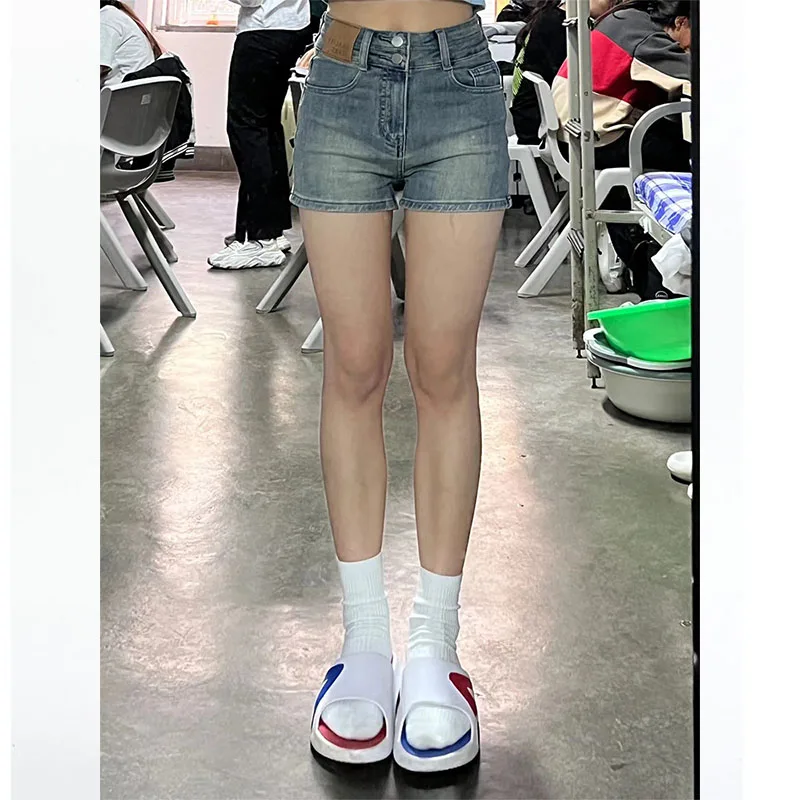 High Waist Elastic Slimming Denim orts for Plump Women Trendy Tight Butt Cowgirl Jeans High Waist Wide Leg Casual Cotton Blend