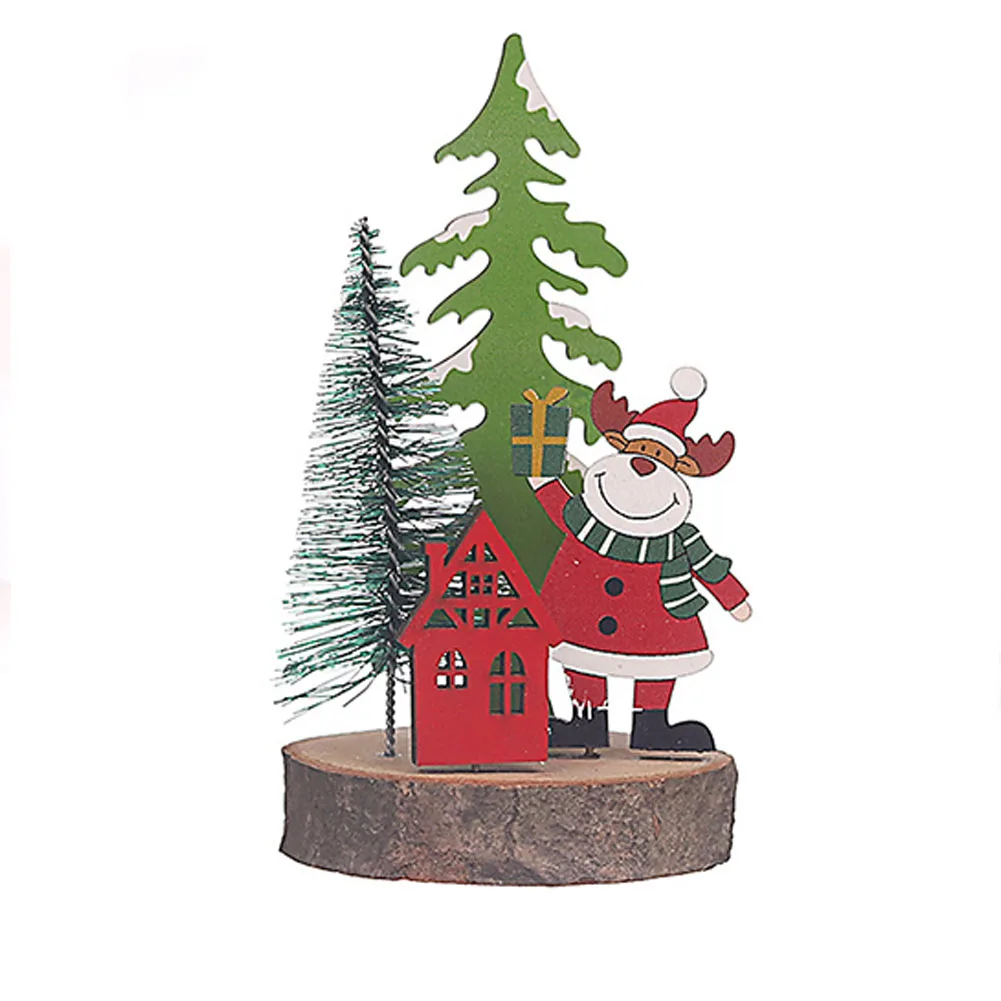 クリスマス木製装飾品、クリスマスツリーペンダント、サンタクロースクラフト、3次元漫画、クリエイティブなデスクトップ装飾、1個