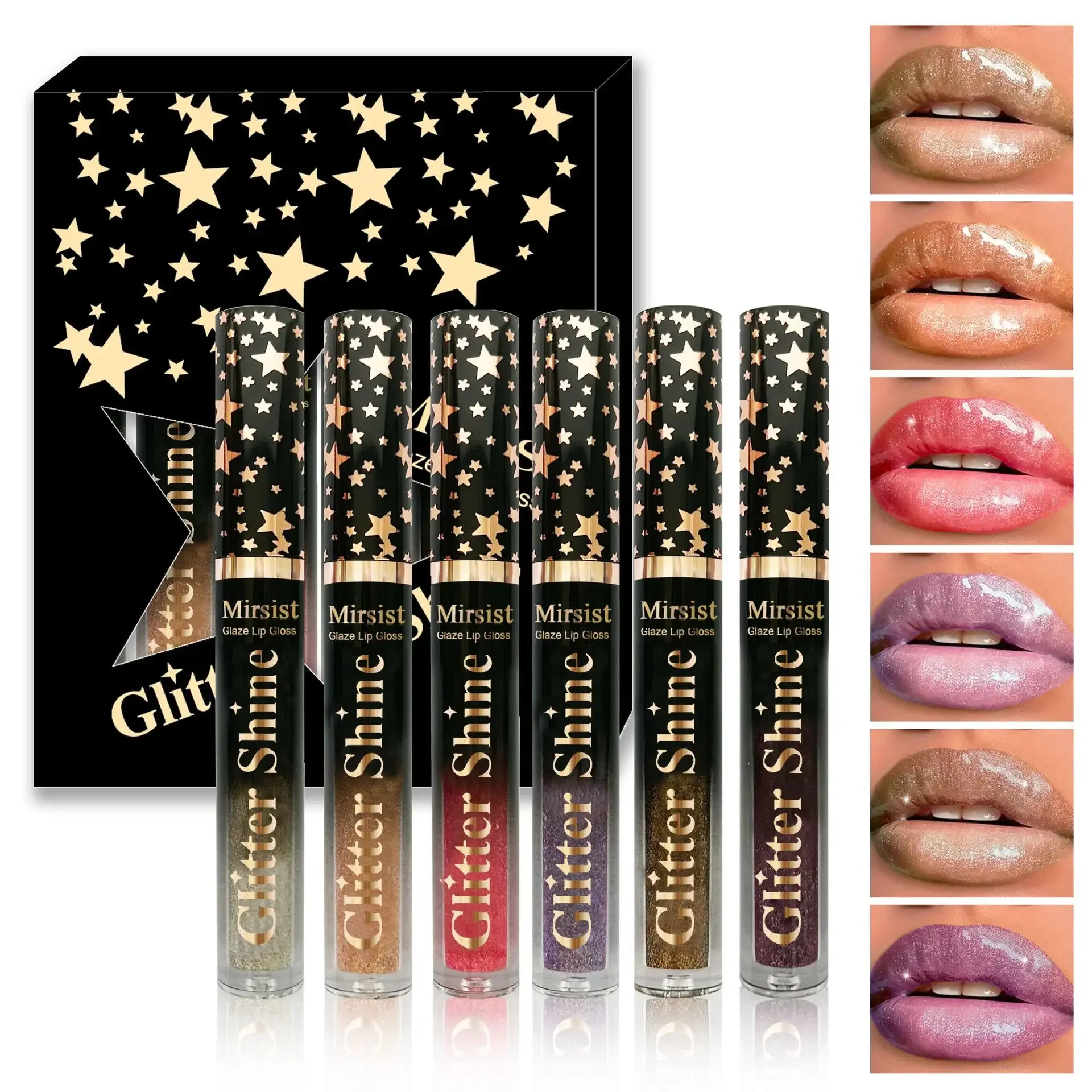 6pc Moisturizing Pearl Lip Glaze Set Watery Hydration Lip Gloss Transfer Resistant Long Lasting Vivid Color Liquid Lipstick