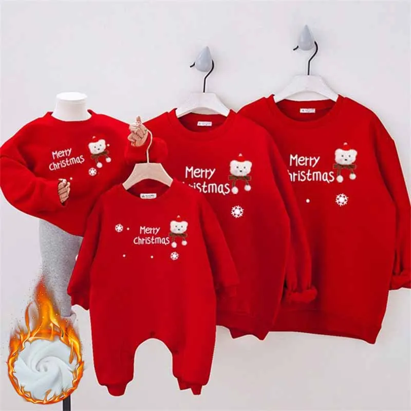 Christmas Family Matching Outfits Father Son Padded Sweater Parent-Child Mother Daughter Cartoon Tops Fall And Winter Clothes