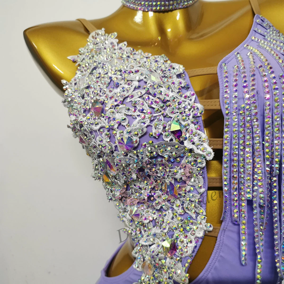 Latin Dance Competition International Performance Special High-end Custom Flash Diamond Fleece Skirt Samba Rumba Dance dress