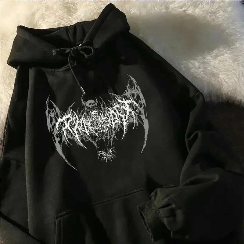 

Unisex Skull Printed Hoodie Gothic Punk Style Long Sleeve Sweatshirt for Men Women Black Fashion Cool Hooded Pullover 2025